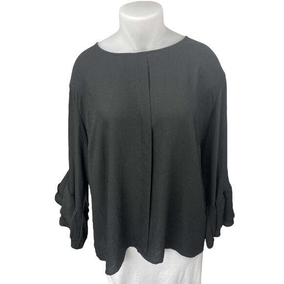 Who What Wear Women's Black Long Flared Sleeve Boat Neck Career Blouse Top Sz 4X - Picture 1 of 4